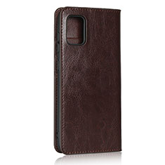 Leather Case Stands Flip Cover Holder for Samsung Galaxy A31 Brown