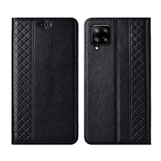 Leather Case Stands Flip Cover Holder for Samsung Galaxy A42 5G Black