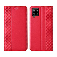 Leather Case Stands Flip Cover Holder for Samsung Galaxy A42 5G Red