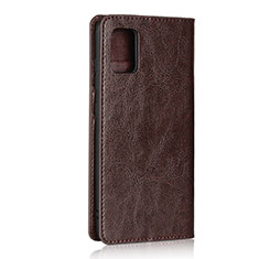 Leather Case Stands Flip Cover Holder for Samsung Galaxy A51 4G Brown