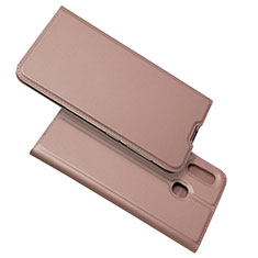 Leather Case Stands Flip Cover Holder for Samsung Galaxy M10S Rose Gold