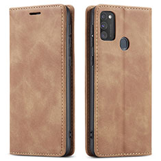 Leather Case Stands Flip Cover Holder for Samsung Galaxy M21 Orange