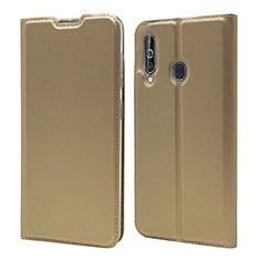 Leather Case Stands Flip Cover Holder for Samsung Galaxy M40 Gold
