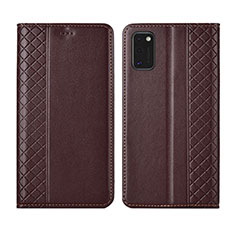 Leather Case Stands Flip Cover Holder for Samsung Galaxy M51 Brown