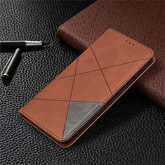 Leather Case Stands Flip Cover Holder for Samsung Galaxy S20 Lite 5G Brown