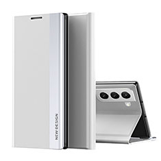 Leather Case Stands Flip Cover Holder for Samsung Galaxy S22 5G White
