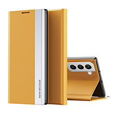 Leather Case Stands Flip Cover Holder for Samsung Galaxy S23 5G Yellow