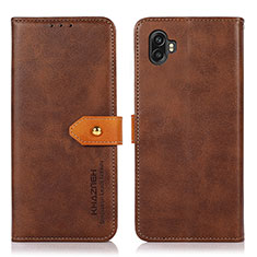 Leather Case Stands Flip Cover Holder for Samsung Galaxy Xcover Pro 2 5G Brown