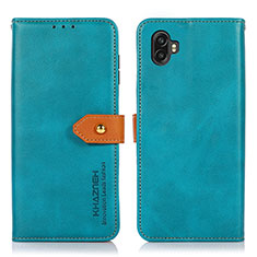 Leather Case Stands Flip Cover Holder for Samsung Galaxy Xcover Pro 2 5G Cyan