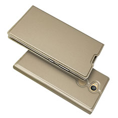 Leather Case Stands Flip Cover Holder for Sony Xperia L2 Gold