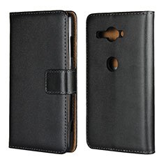 Leather Case Stands Flip Cover Holder for Sony Xperia XZ2 Compact Black