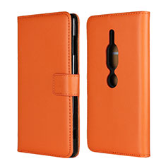 Leather Case Stands Flip Cover Holder for Sony Xperia XZ2 Premium Orange