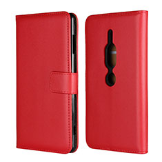 Leather Case Stands Flip Cover Holder for Sony Xperia XZ2 Premium Red