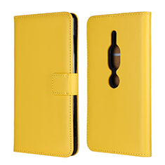 Leather Case Stands Flip Cover Holder for Sony Xperia XZ2 Premium Yellow