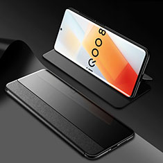 Leather Case Stands Flip Cover Holder for Vivo iQOO 8 5G Black