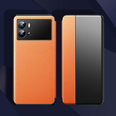 Leather Case Stands Flip Cover Holder for Vivo iQOO 9 5G Orange