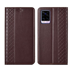 Leather Case Stands Flip Cover Holder for Vivo V20 Pro 5G Brown