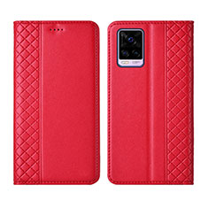 Leather Case Stands Flip Cover Holder for Vivo V20 Pro 5G Red