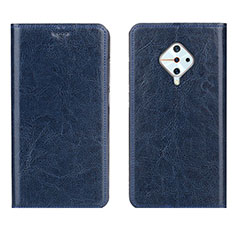 Leather Case Stands Flip Cover Holder for Vivo X50 Lite Blue