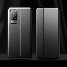 Leather Case Stands Flip Cover Holder for Vivo X60 5G Black