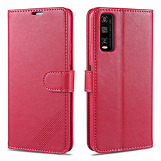 Leather Case Stands Flip Cover Holder for Vivo Y11s Red