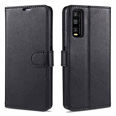 Leather Case Stands Flip Cover Holder for Vivo Y20i India Black