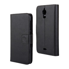 Leather Case Stands Flip Cover Holder for Wiko Wax Black
