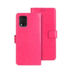 Leather Case Stands Flip Cover Holder for Xiaomi Mi 10 Lite Hot Pink