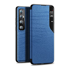 Leather Case Stands Flip Cover Holder for Xiaomi Mi 10 Ultra Blue