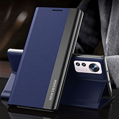 Leather Case Stands Flip Cover Holder for Xiaomi Mi 12S 5G Blue