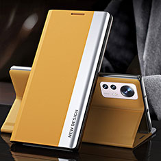 Leather Case Stands Flip Cover Holder for Xiaomi Mi 12S 5G Yellow