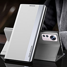 Leather Case Stands Flip Cover Holder for Xiaomi Mi 12S Pro 5G White