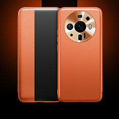 Leather Case Stands Flip Cover Holder for Xiaomi Mi 12S Ultra 5G Orange