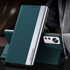 Leather Case Stands Flip Cover Holder for Xiaomi Mi 12X 5G Green
