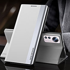 Leather Case Stands Flip Cover Holder for Xiaomi Mi 12X 5G White