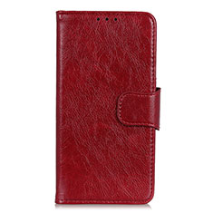 Leather Case Stands Flip Cover Holder for Xiaomi Poco M2 Pro Red Wine