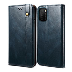 Leather Case Stands Flip Cover Holder for Xiaomi Poco M3 Blue