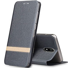 Leather Case Stands Flip Cover Holder for Xiaomi Redmi 8A Gray