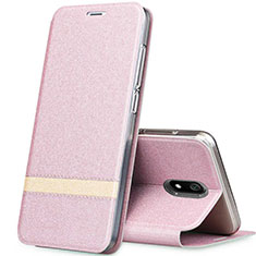 Leather Case Stands Flip Cover Holder for Xiaomi Redmi 8A Pink