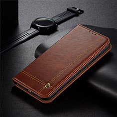 Leather Case Stands Flip Cover Holder for Xiaomi Redmi 9 India Brown