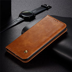 Leather Case Stands Flip Cover Holder for Xiaomi Redmi 9 India Light Brown