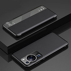 Leather Case Stands Flip Cover Holder GS1 for Huawei P60 Black