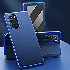 Leather Case Stands Flip Cover Holder GS1 for Oppo Reno6 Pro 5G India Blue