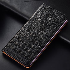 Leather Case Stands Flip Cover Holder H01P for Apple iPhone SE3 (2022) Black
