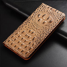 Leather Case Stands Flip Cover Holder H01P for Motorola Moto Edge 20 Lite 5G Khaki