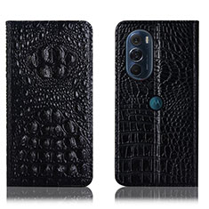 Leather Case Stands Flip Cover Holder H01P for Motorola Moto Edge 30 Pro 5G Black