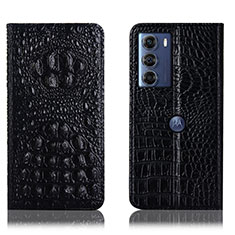 Leather Case Stands Flip Cover Holder H01P for Motorola Moto Edge S30 5G Black