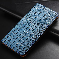 Leather Case Stands Flip Cover Holder H01P for Motorola Moto G10 Power Sky Blue