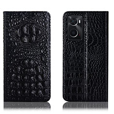 Leather Case Stands Flip Cover Holder H01P for Oppo A36 Black