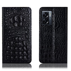 Leather Case Stands Flip Cover Holder H01P for Oppo A56S 5G Black